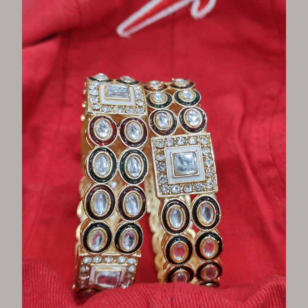 Pooja Bangles Gold Plated Kundan Stone Meenakari Bangles Set