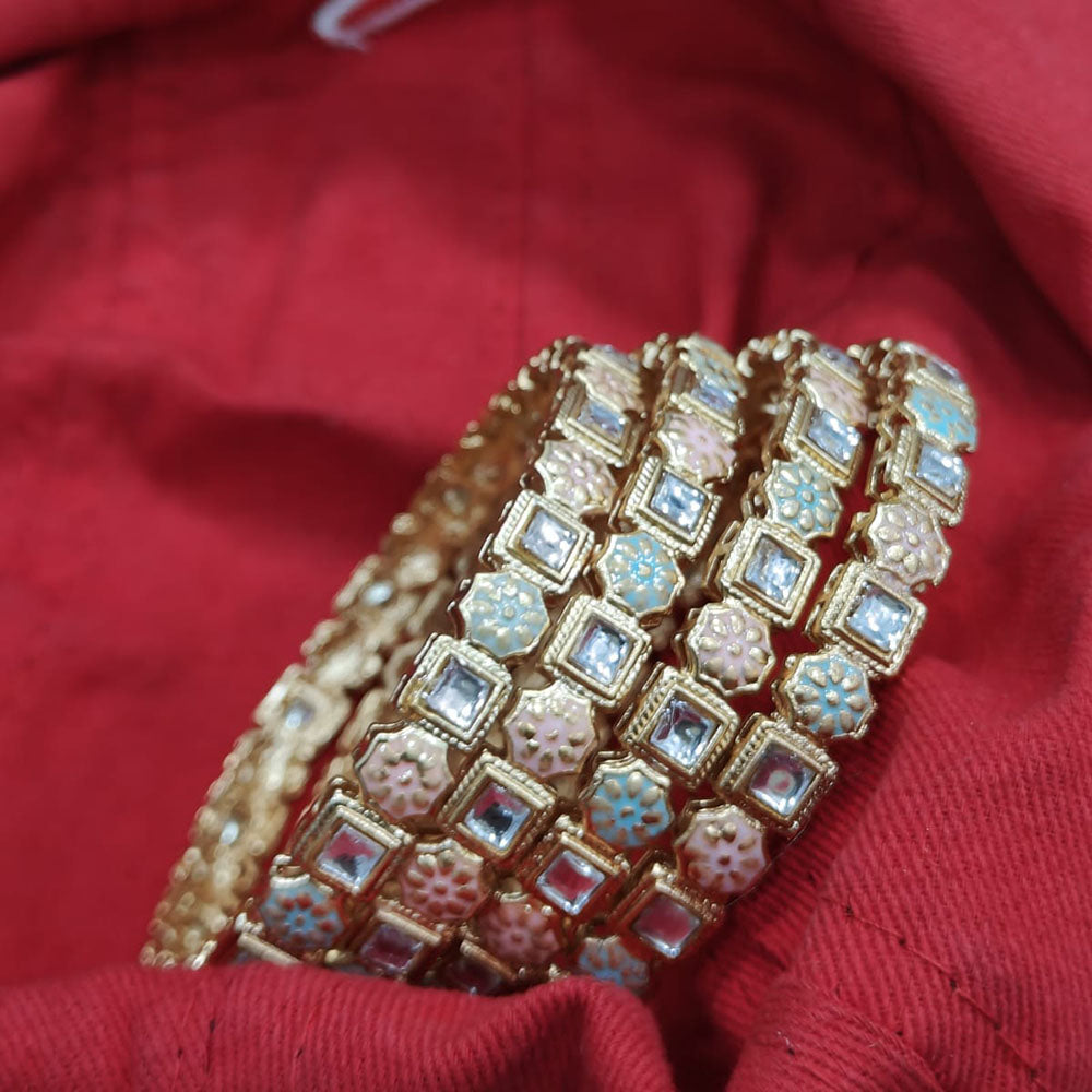 Pooja Bangles Gold Plated Kundan Stone Meenakari Bangles Set