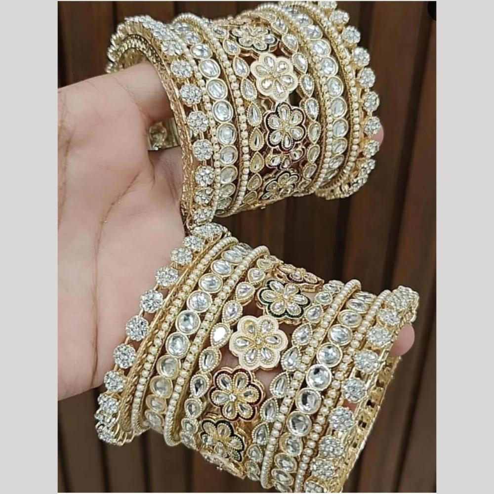 Pooja Bangles Gold Plated Kundan And Meenakari Bangles Set
