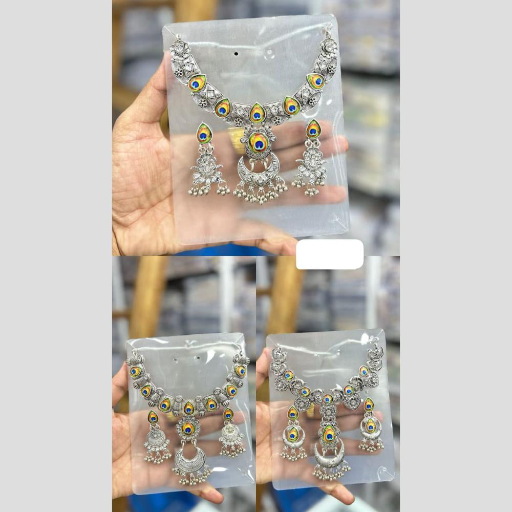 Pooja Bangles Ethnic Oxidised Kundan And Pearl Necklace Set (1 Pies Only)