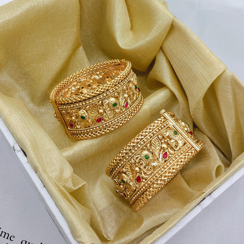 Pooja Bangles Heritage Style Kundan Openable Bangles Set