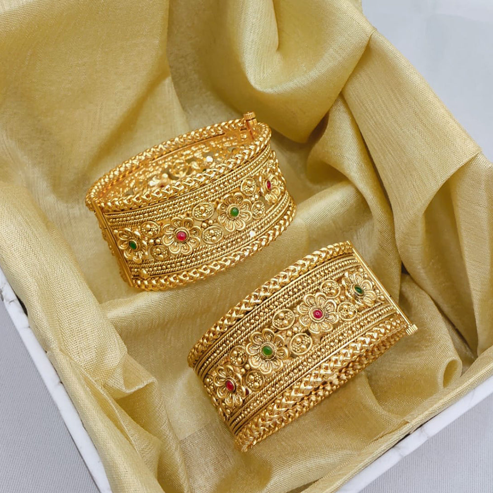 Pooja Bangles Heritage Style Kundan Openable Bangles Set
