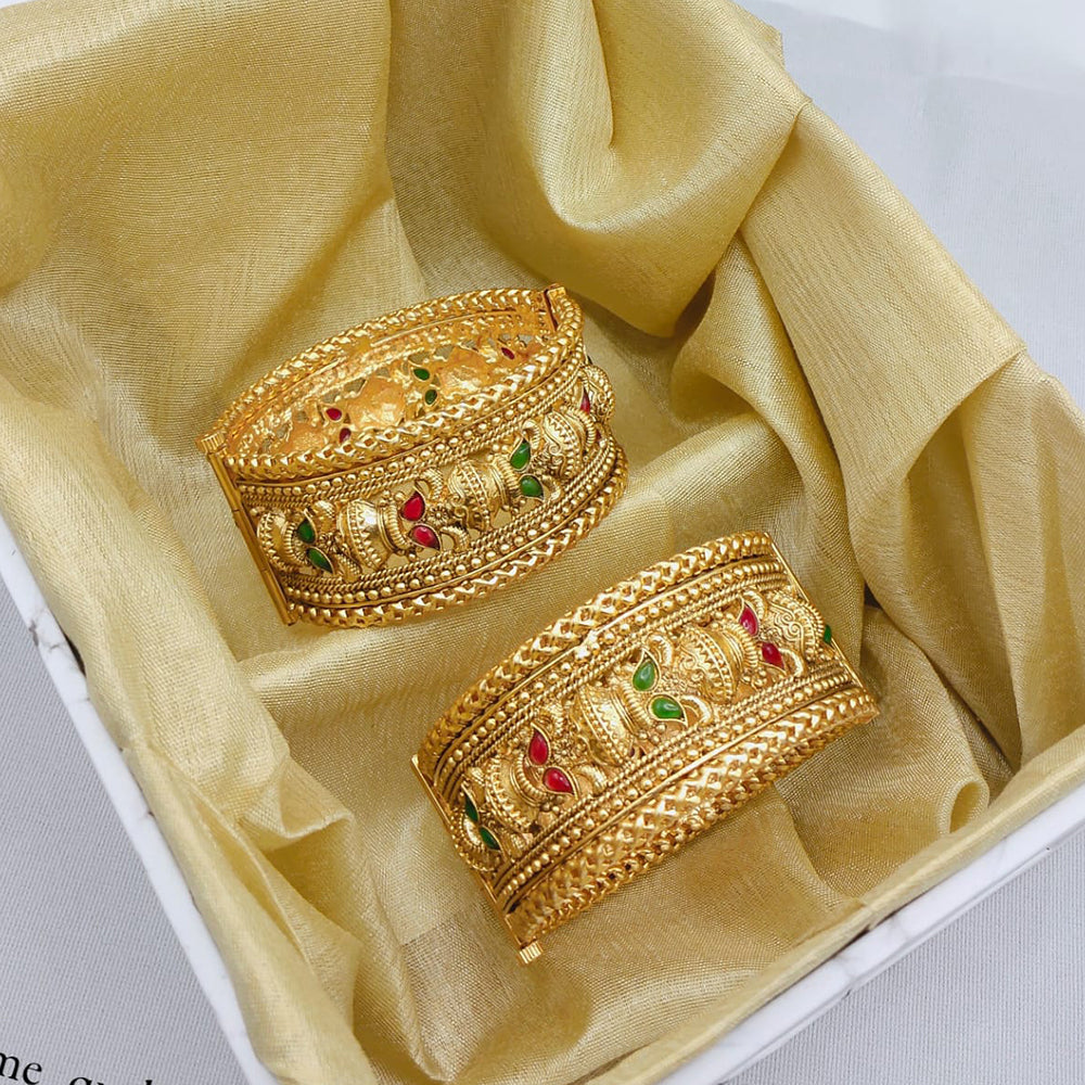 Pooja Bangles Heritage Style Kundan Openable Bangles Set