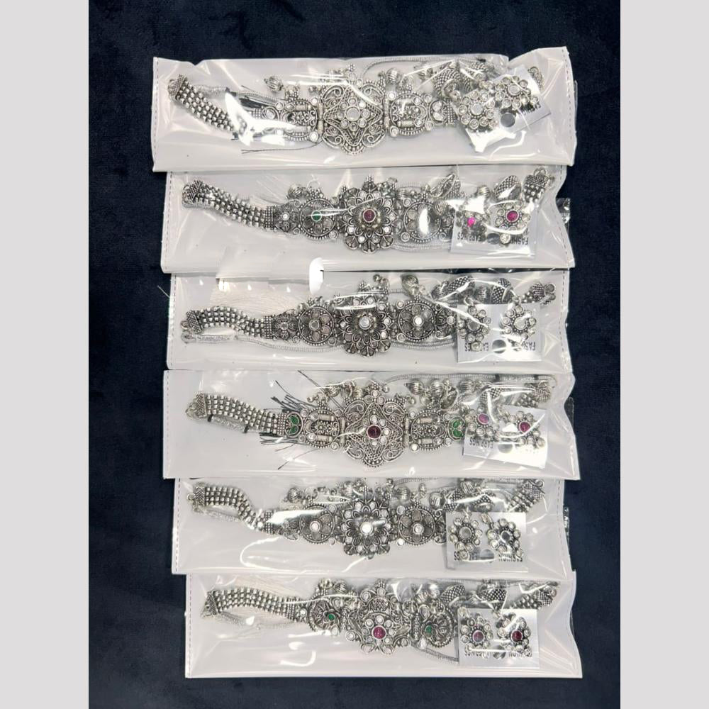 Pooja Bangles Ethnic Oxidised Plated Necklace ( 1 Piece Only )