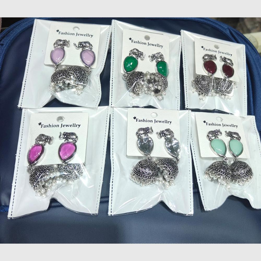 Pooja Bangles Trendy  Monalisa Stone Oxidised Earrings for Traditional Outfits