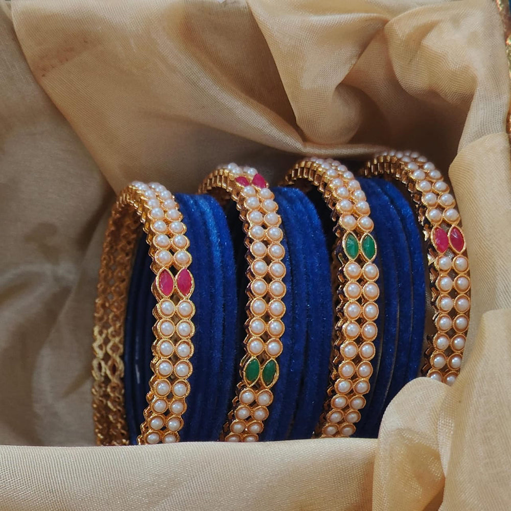 Pooja Bangles Stylish Velvet Bangles With Pota And Pearl Detailing Festive And Wedding Wear