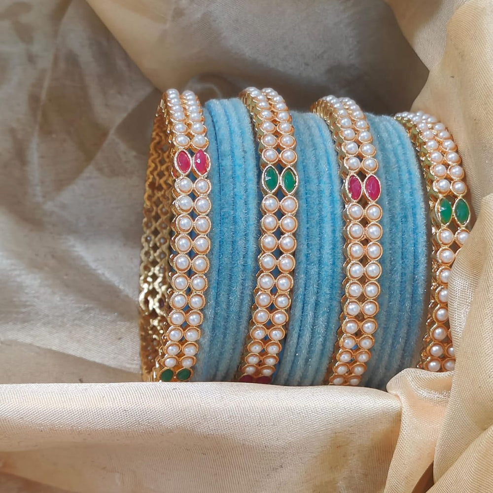 Pooja Bangles Stylish Velvet Bangles With Pota And Pearl Detailing Festive And Wedding Wear