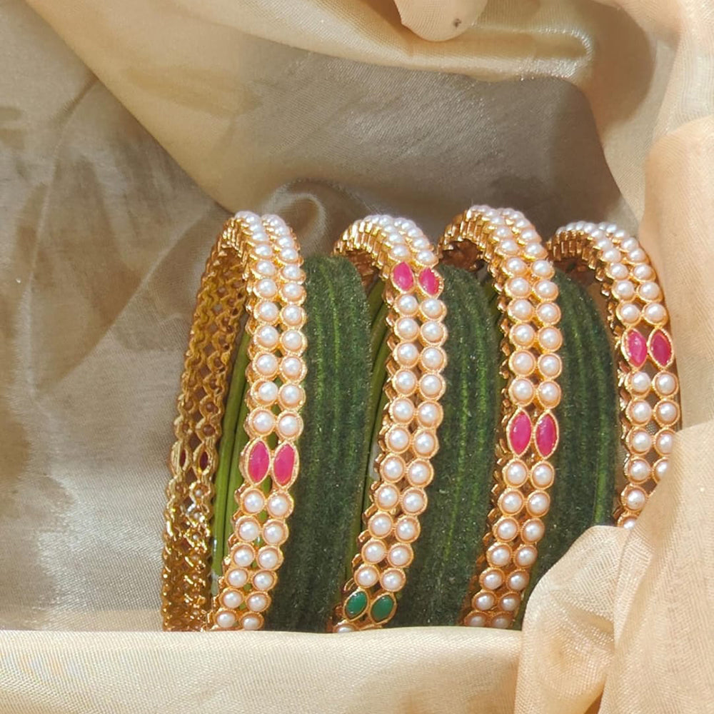 Pooja Bangles Stylish Velvet Bangles With Pota And Pearl Detailing Festive And Wedding Wear