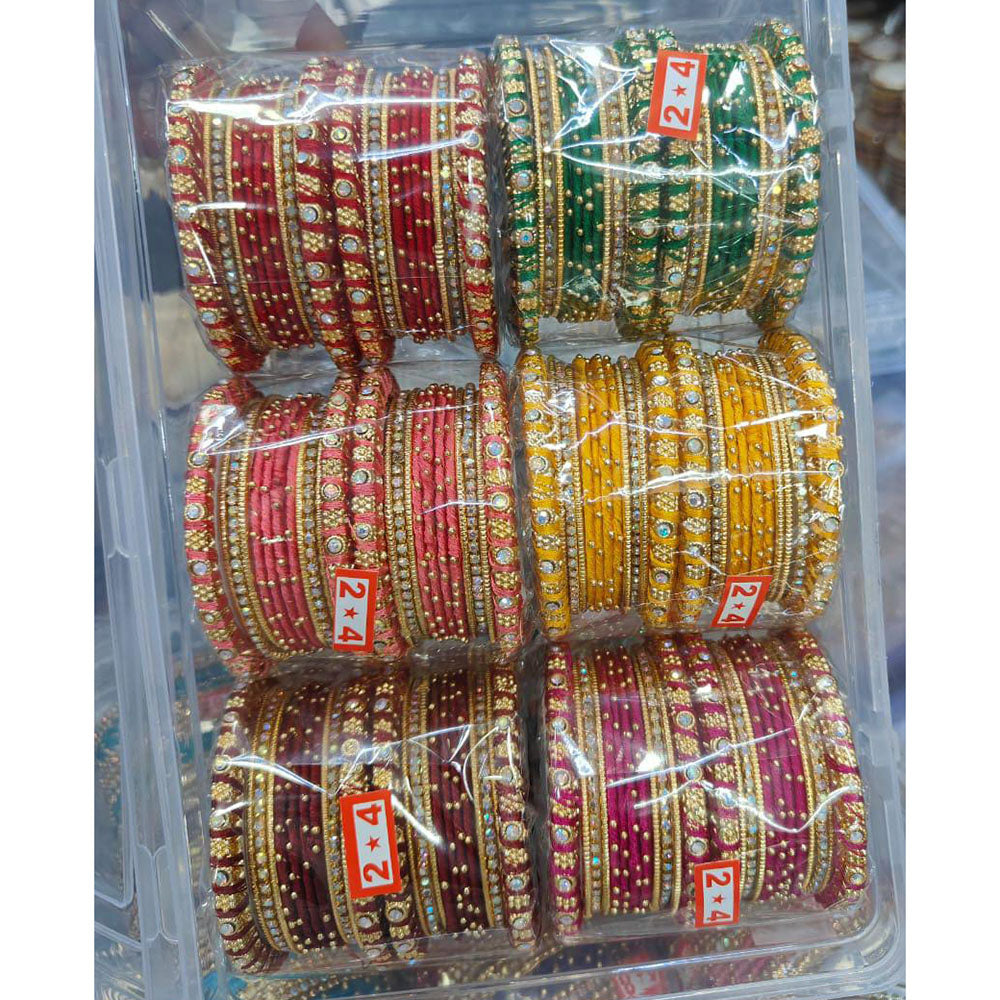 Pooja Bangles Royal Multi-Shade Austrian Stone Bridal Bangles Set