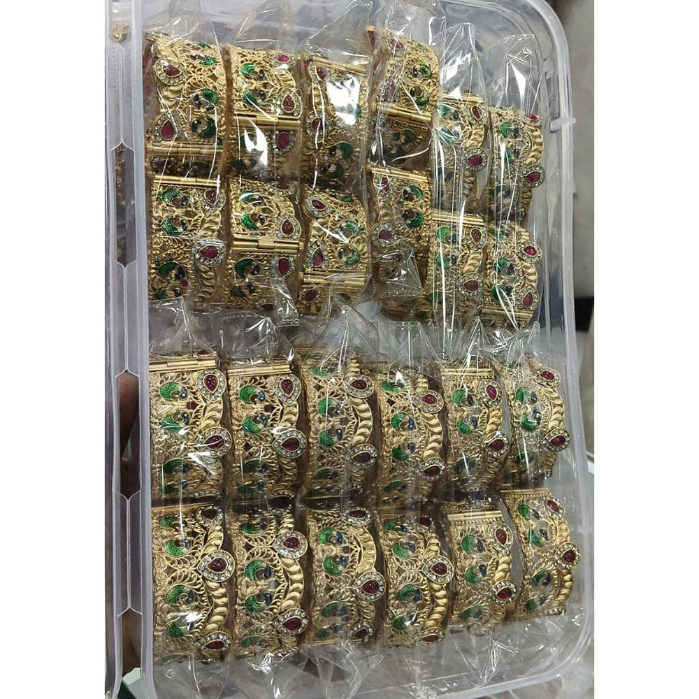 Pooja Bangles Premium Pota Stone And Meenakari Party Wear Bangles Set