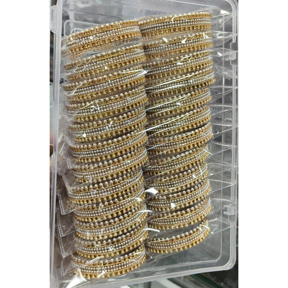 Pooja Bangles Graceful Pearl Embellished Bangles Set ( 1 Piece Only)