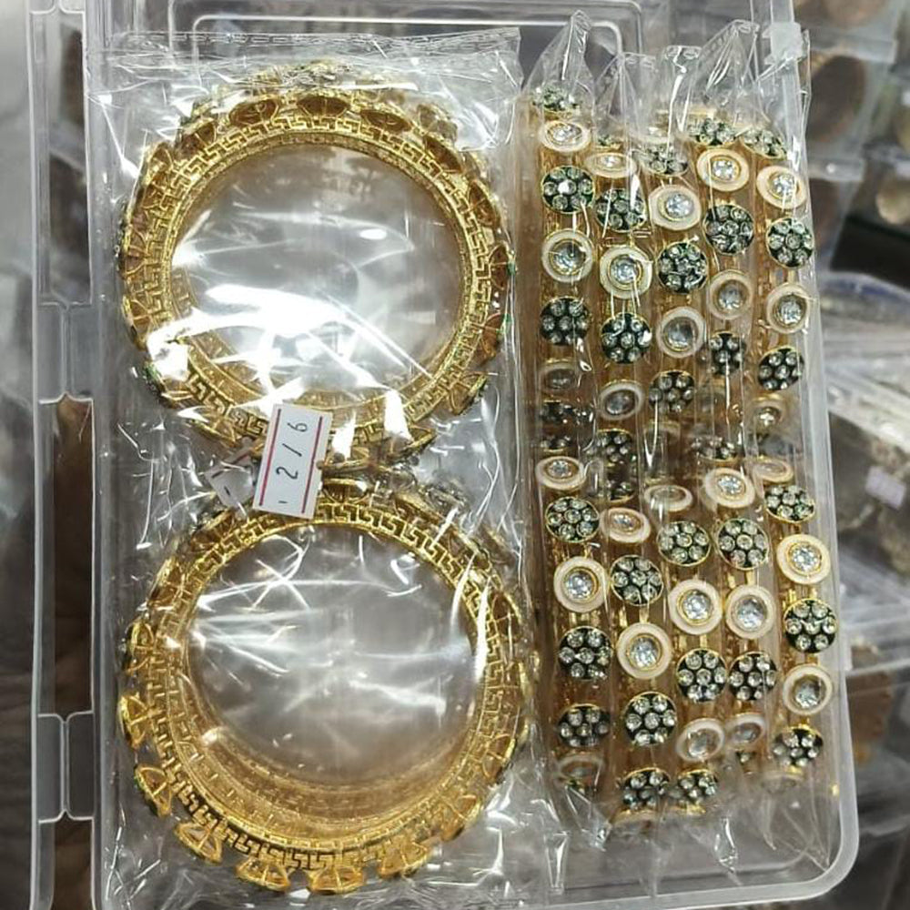 Pooja Bangles Austrian Stone And Meenakari Embellished Bangles Set