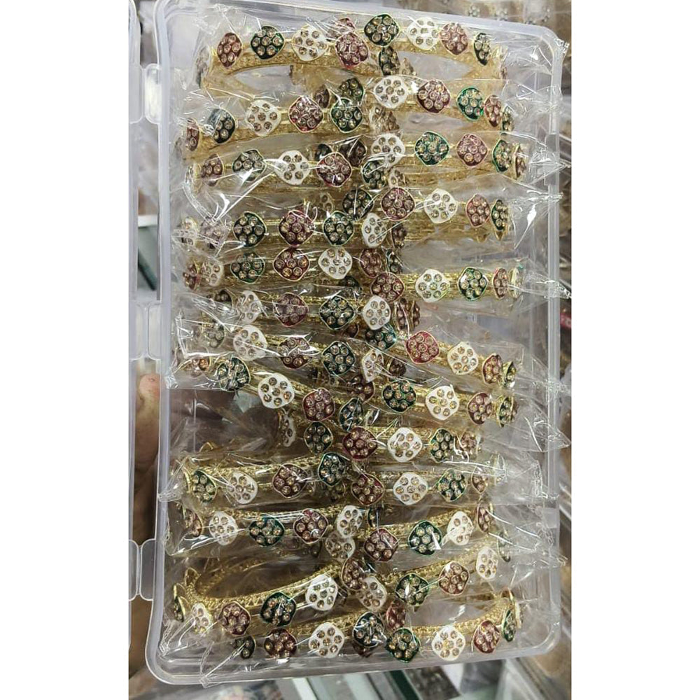 Pooja Bangles Traditional Austrian Stone And Meenakari Bangles Set (1 Set Only )
