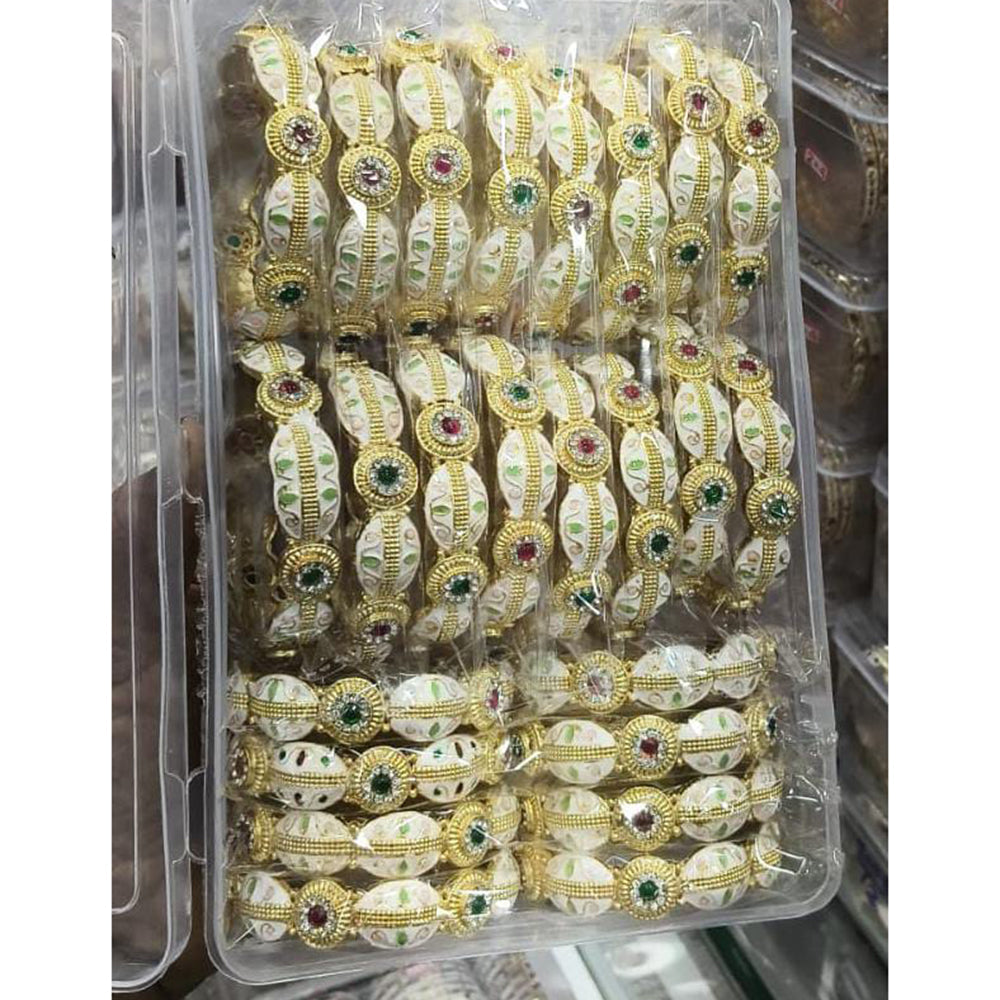 Pooja Bangles Traditional Austrian Stone And Meenakari Bangles Set (1 Set Only )
