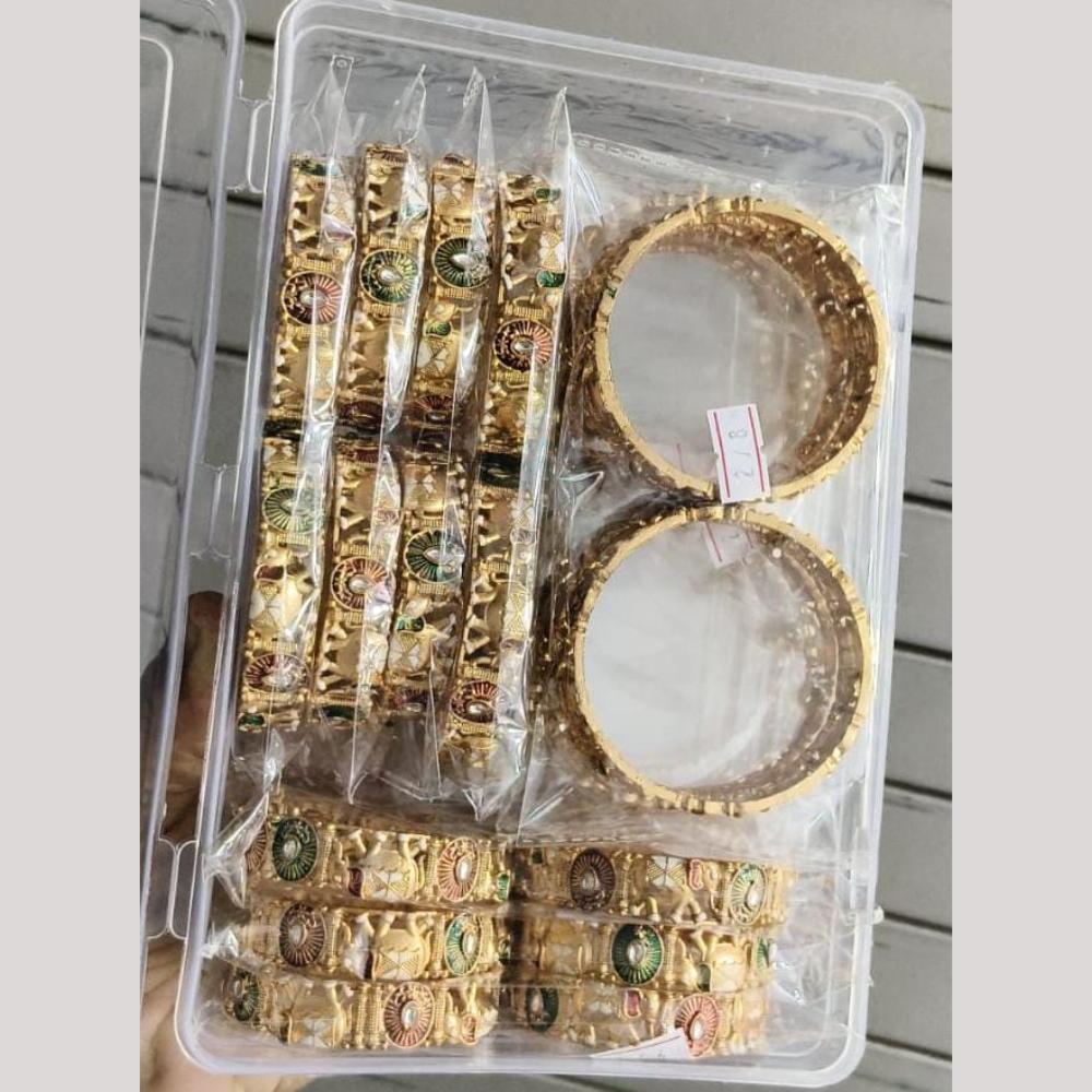 Pooja Bangles Designer Pota Stone And Meenakari Bangles Set (1 Piece Only)
