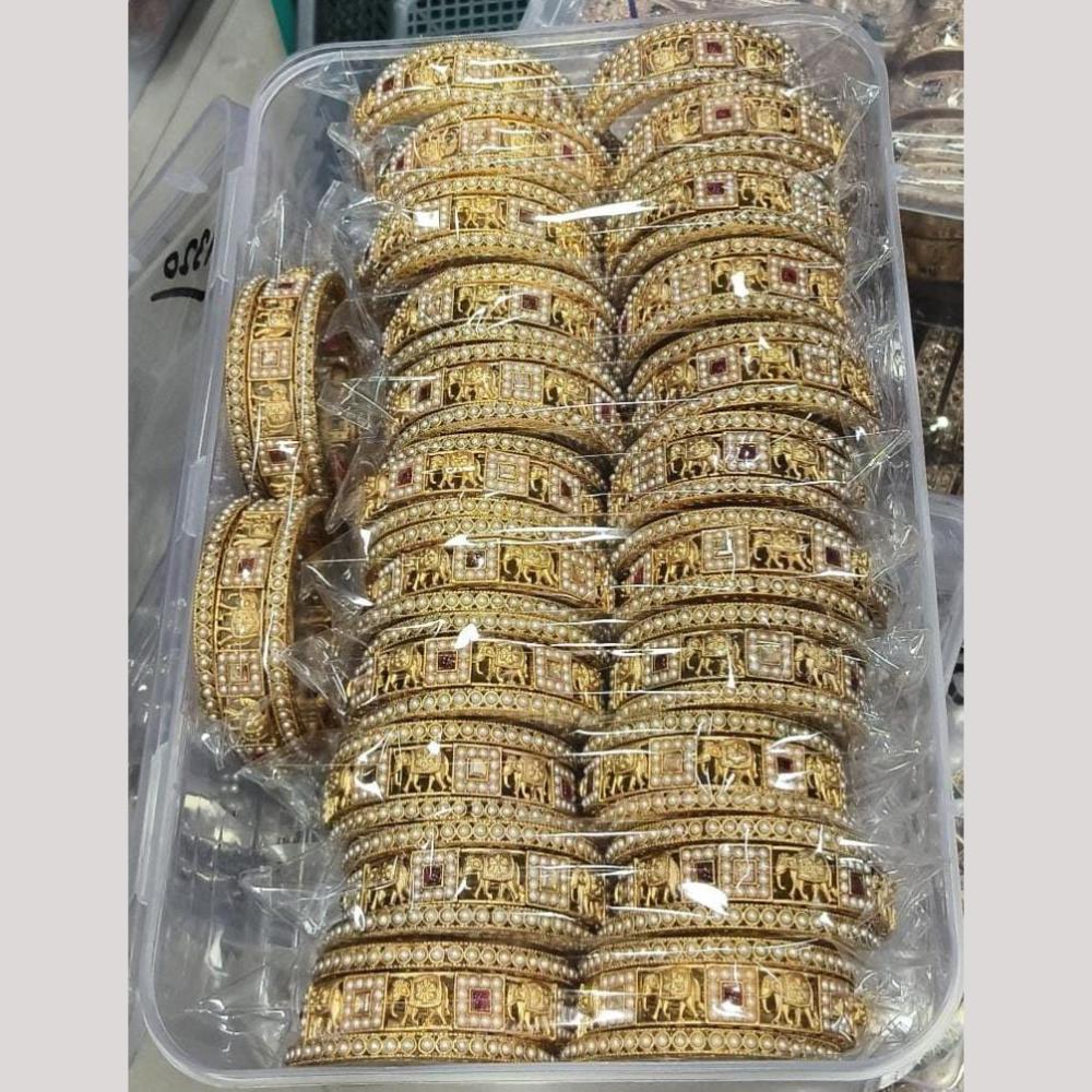 Pooja Bangles Designer Pota Stone And Pearl Bangles Set (1 Piece Only )