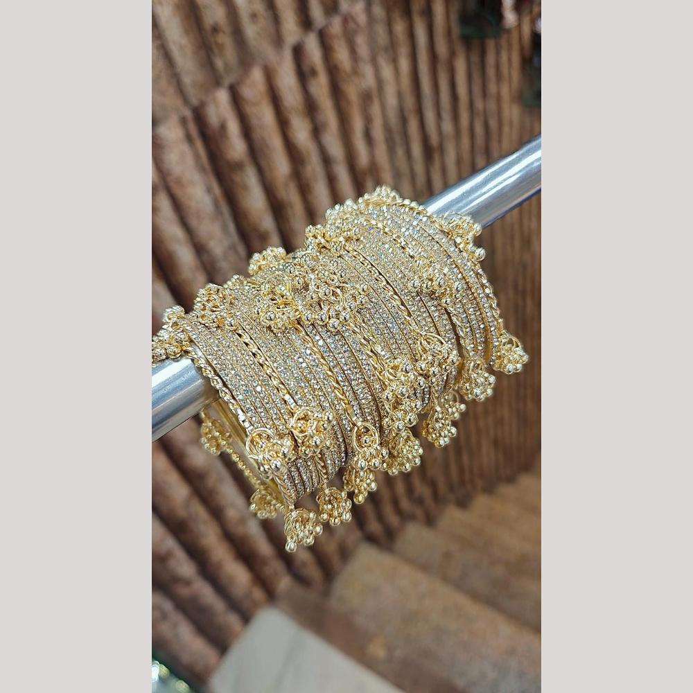 Pooja Bangles Glamorous Austrian Stone And Pearl Kashmiri Bangles Set