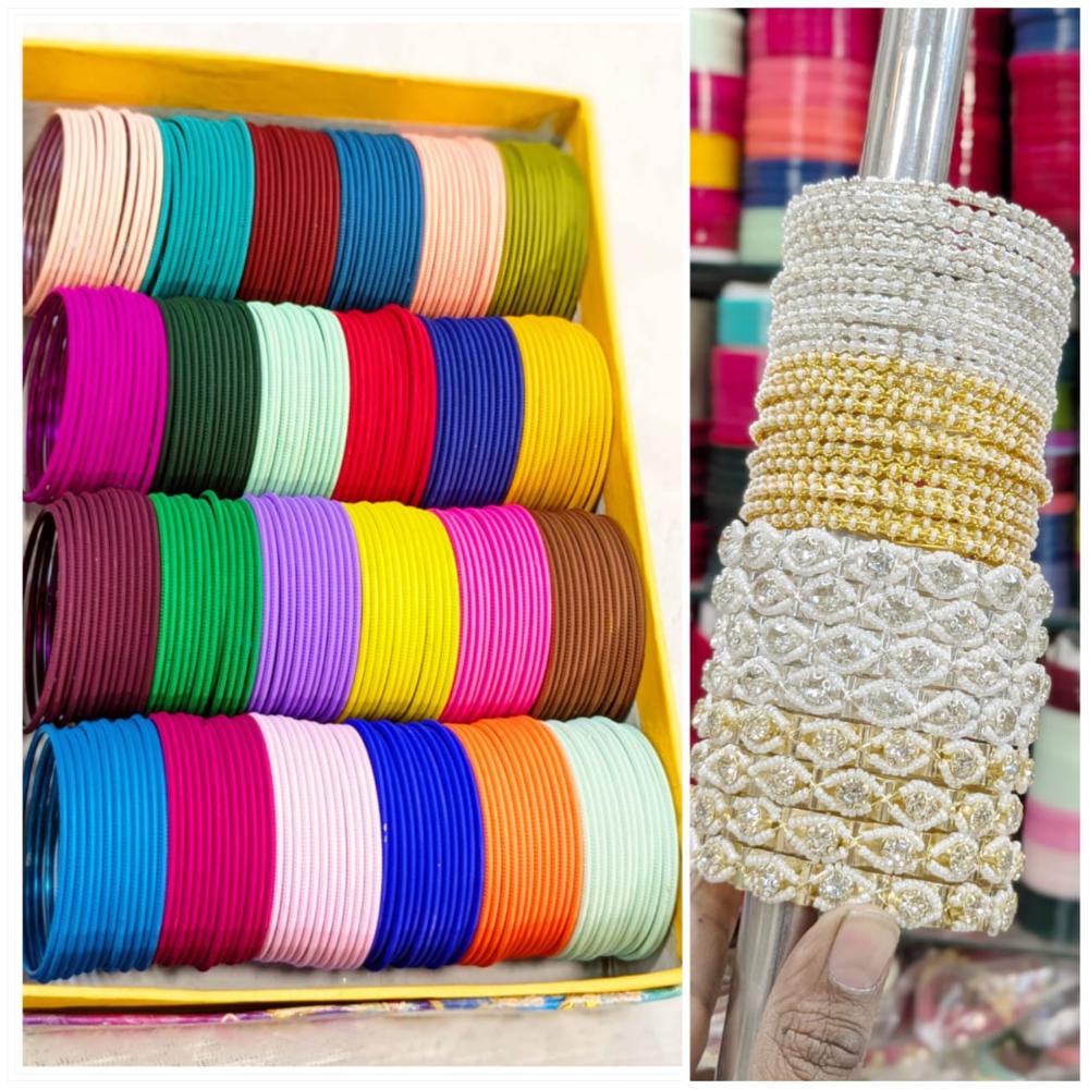 Pooja Bangles Glamorous Pearl Trendy Multi Color Bangles Set (Combo Set)