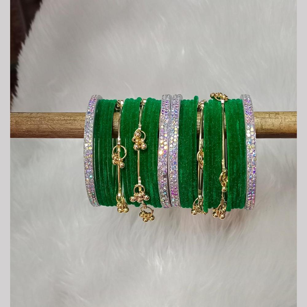 Pooja Bangles Designer Velvet And Pearl Kashmiri Bangles Set