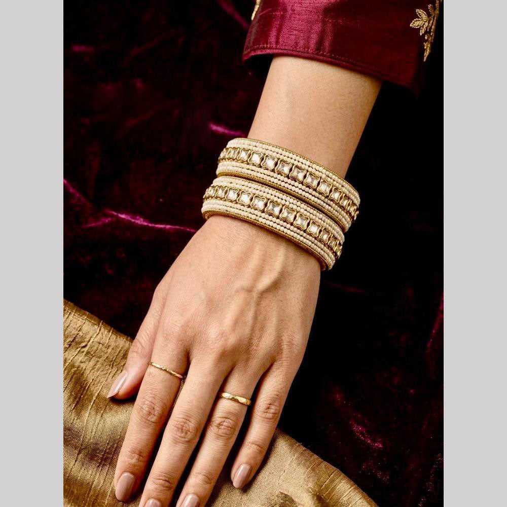 Pooja Bangles Elegant Polki Kundan And Pearl Designer Bangles Set