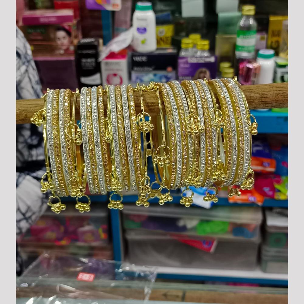 Pooja Bangles Classic Austrian Stone Kashmiri Ghungroo Bangles Set