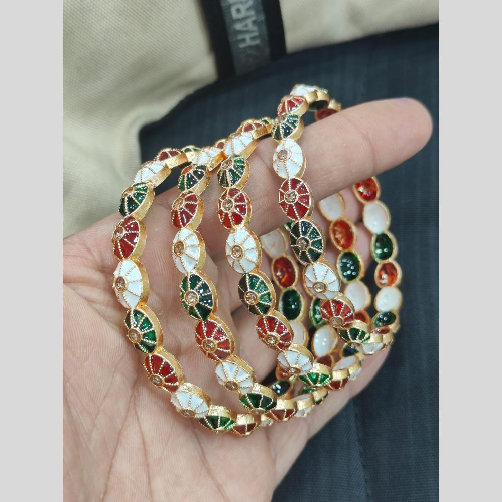 Pooja Bangles Classic Austrian Stone And Meenakari Bangles Set