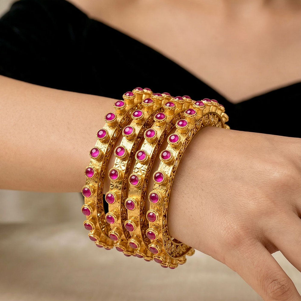 Pooja Bangles Heritage Pota Stone Bangles Set