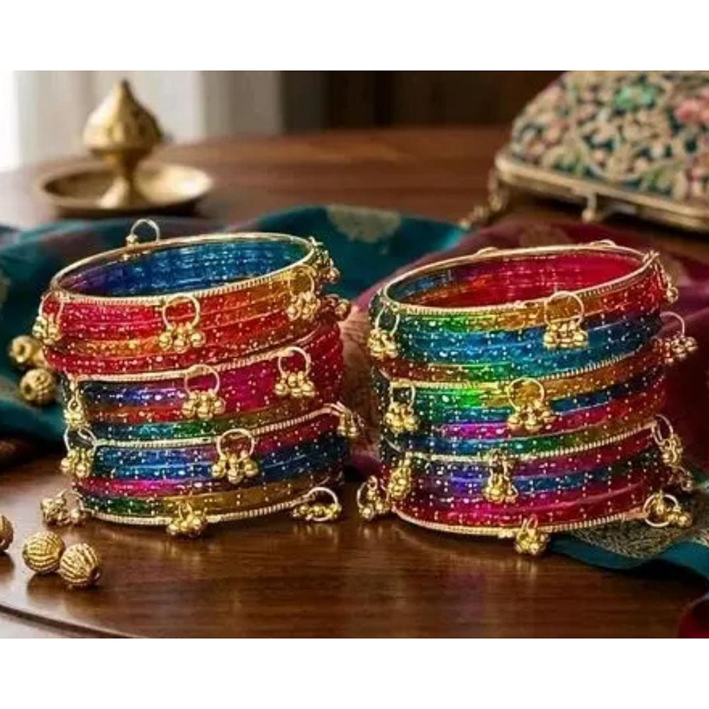 Pooja Bangles Classic Kashmiri Ghungroo Raindrop Glass Bangles Set