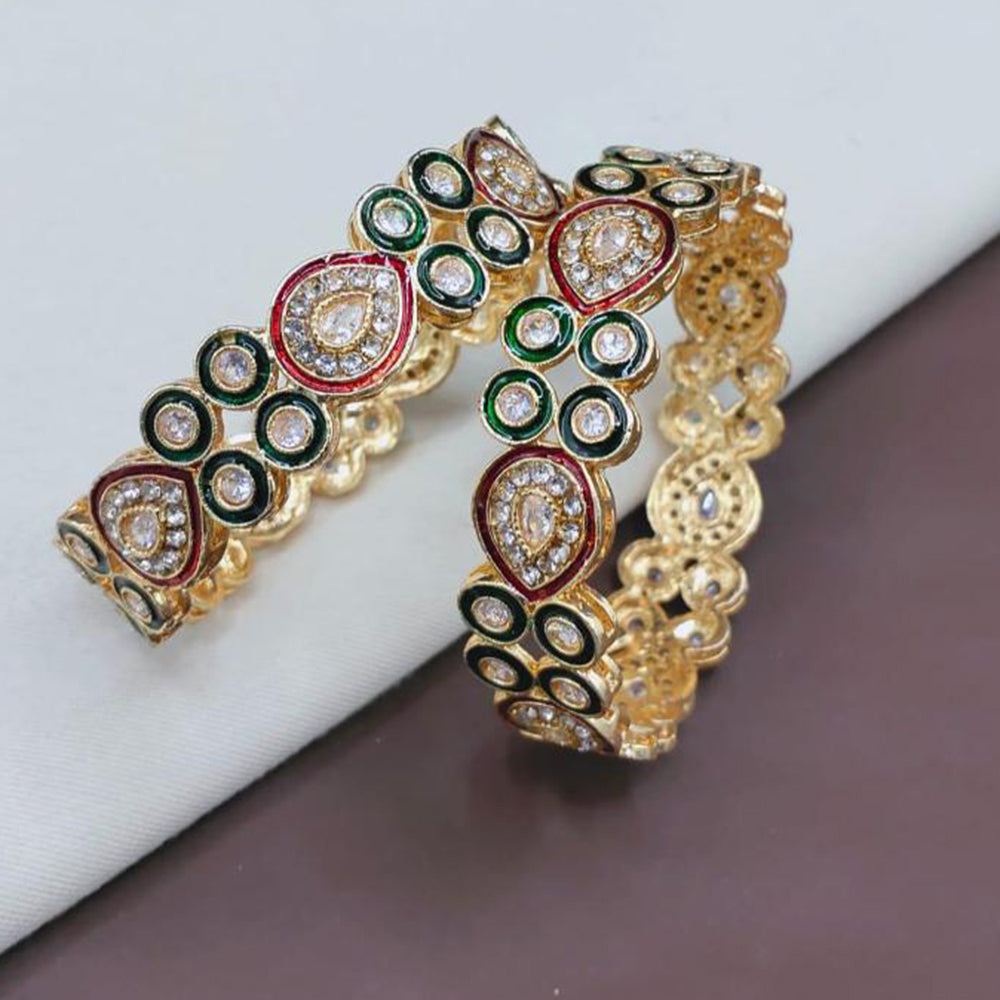 Pooja Bangles Elegant Crystal Stone And Meenakari Bangles Set