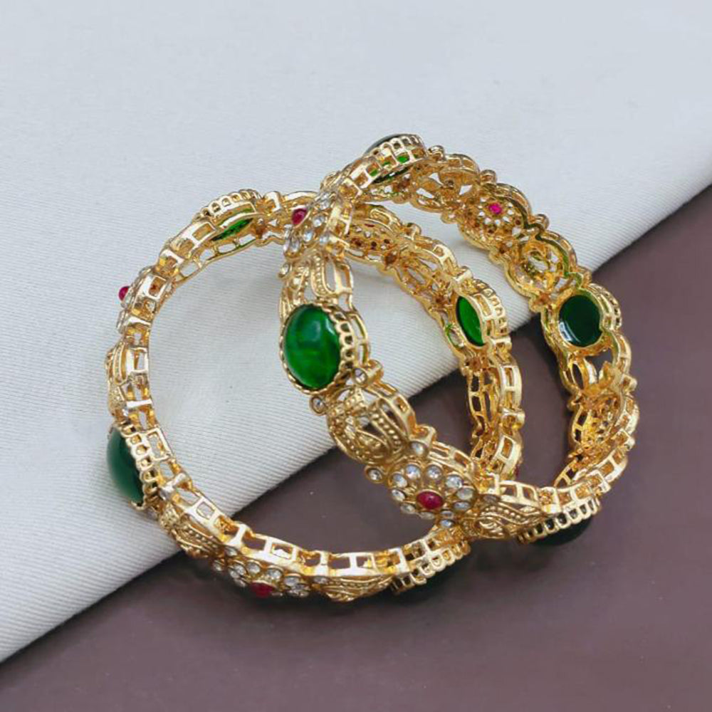 Pooja Bangles Elegant Pota Stone And Austrian Stone Bangles Set
