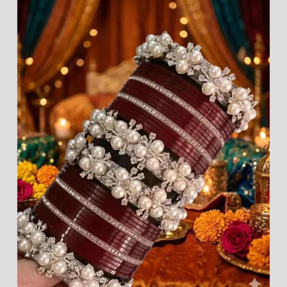 Pooja Bangles Acrylic Pearl Wedding Wear Bangles Set
