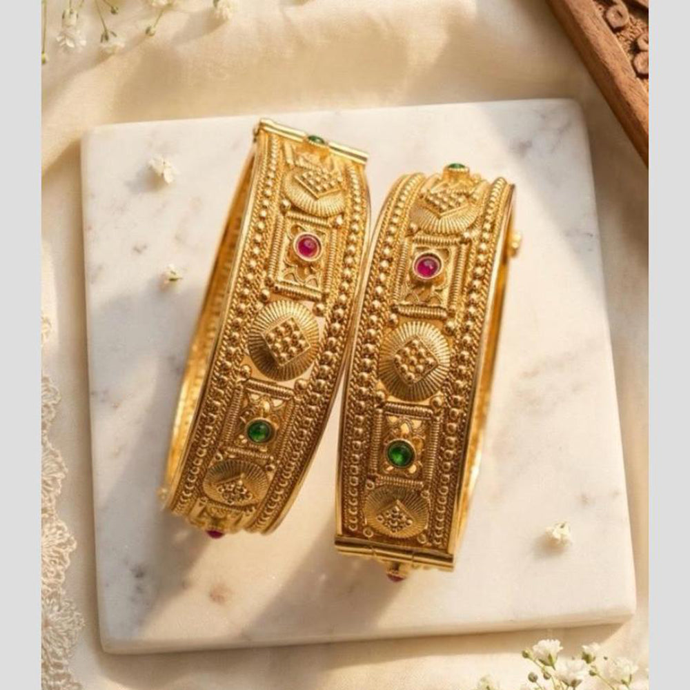 Pooja Bangles Traditional Pota Stone Openable Bangles Set for Women
