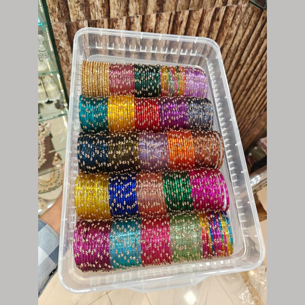 Pooja Bangles Mix Color Raindrop Glass Fancy Bangles Set