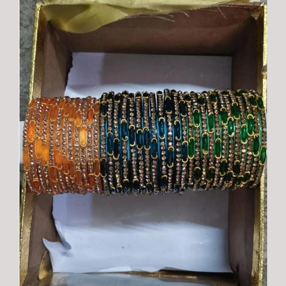 Pooja Bangles Austrian Stone Glass Fancy Bangles Set