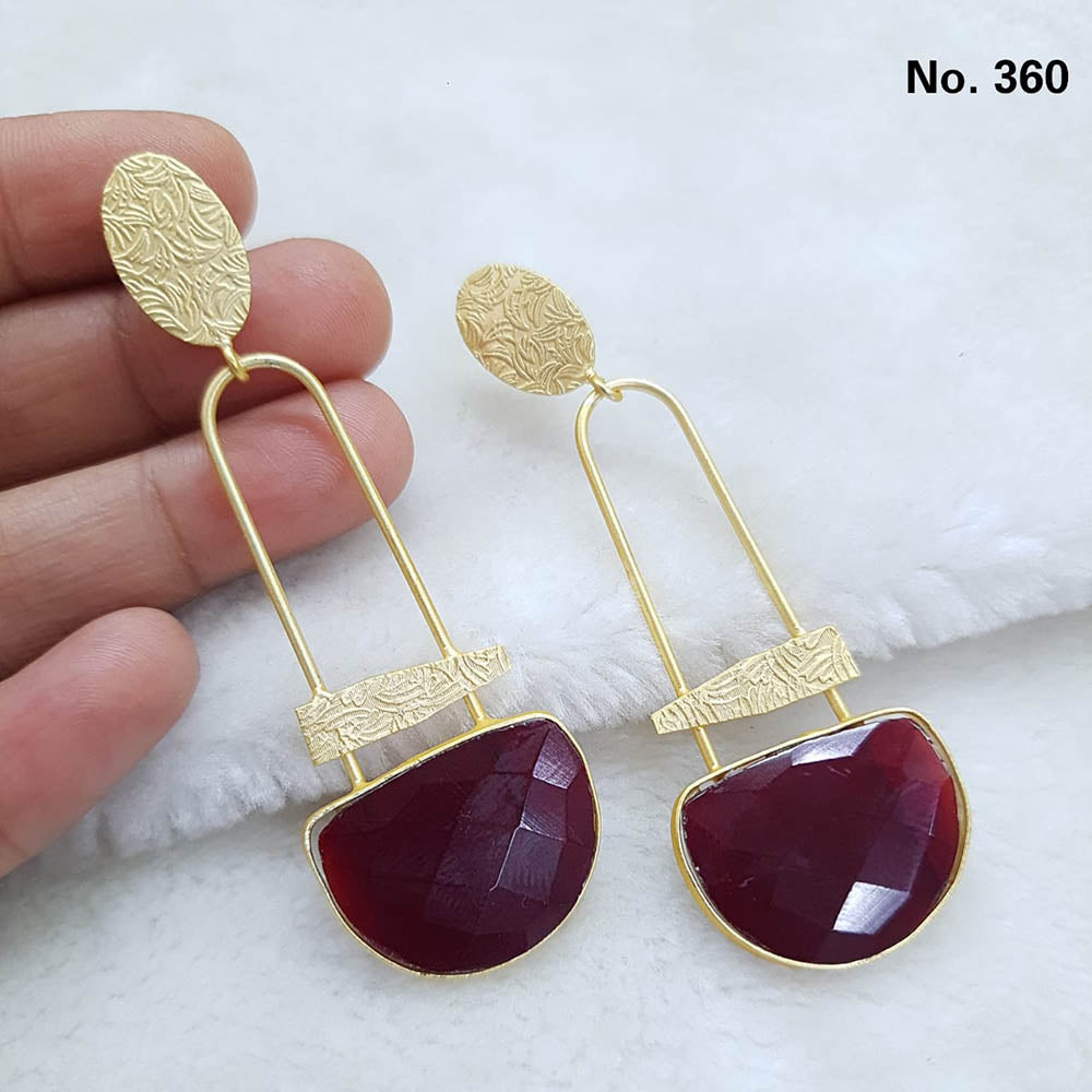 Shubhratnam Jewellers Gold Plated Crystal Stone Dangler Earrings