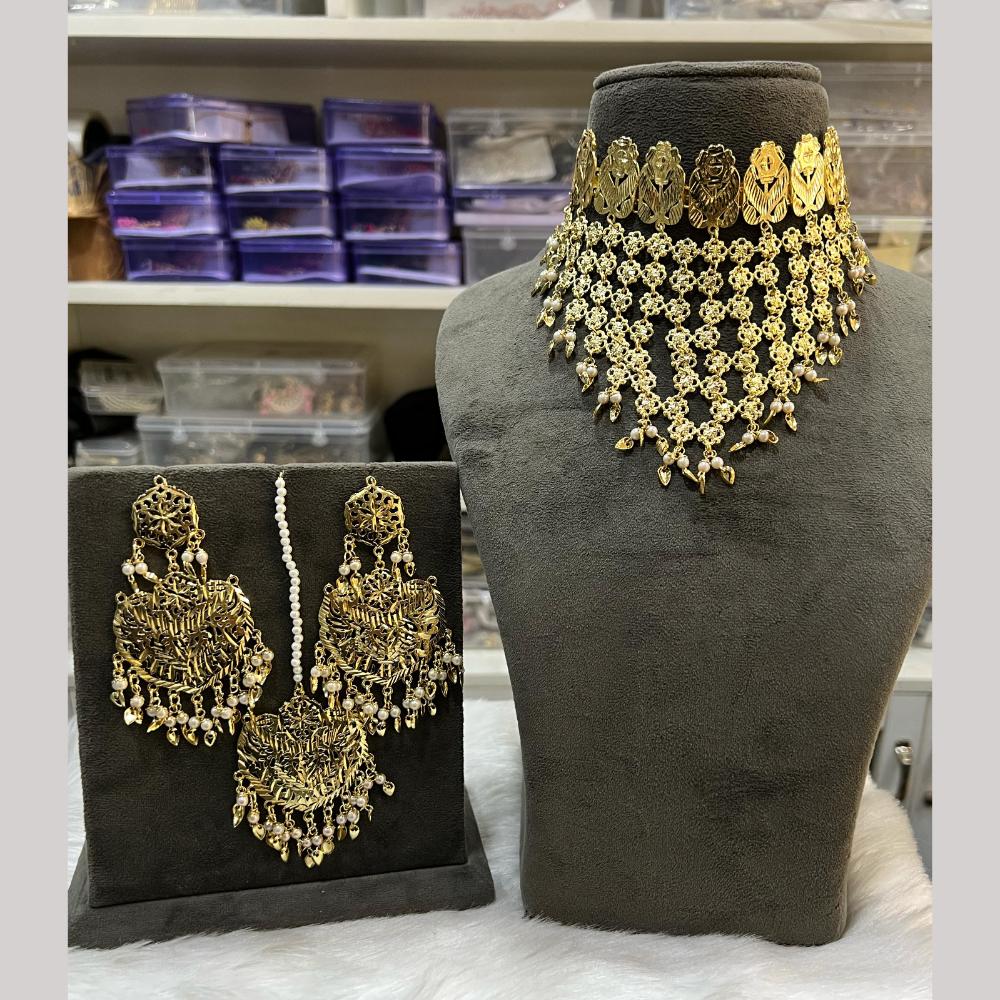 Hira Collections Gold Plated  Choker Necklace Set