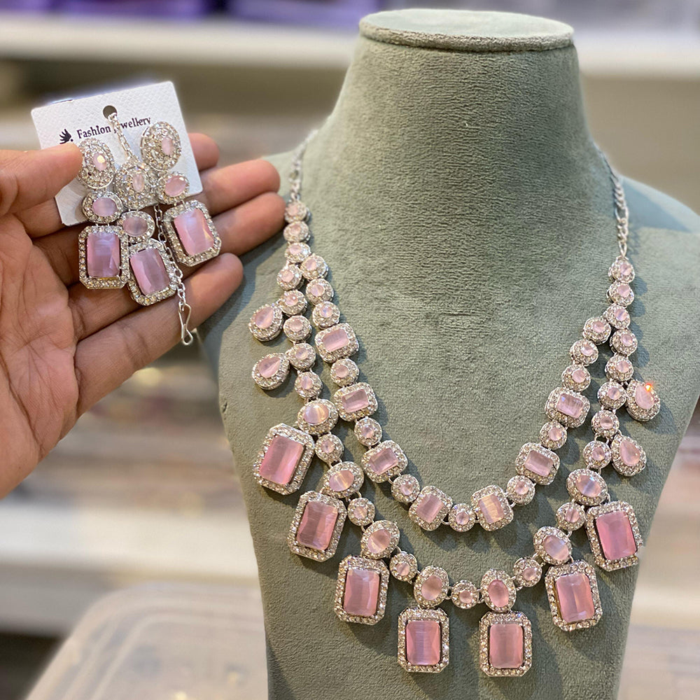 Hira Collections Crystal Stone Necklace Set