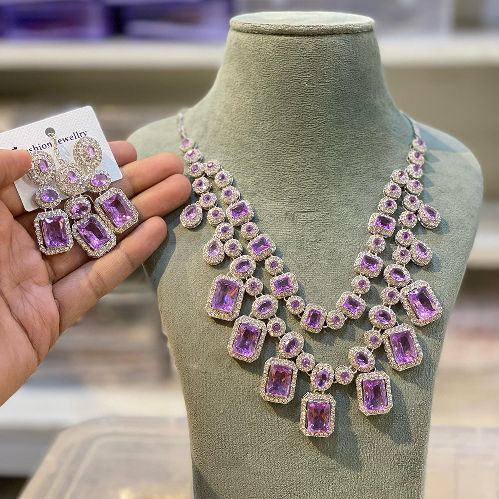 Hira Collections Crystal Stone Necklace Set