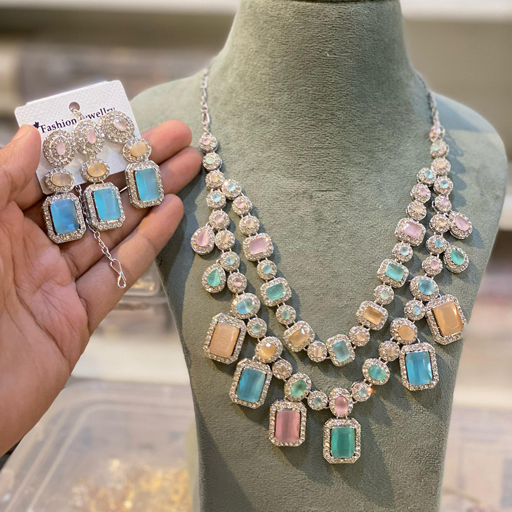 Hira Collections Crystal Stone Necklace Set