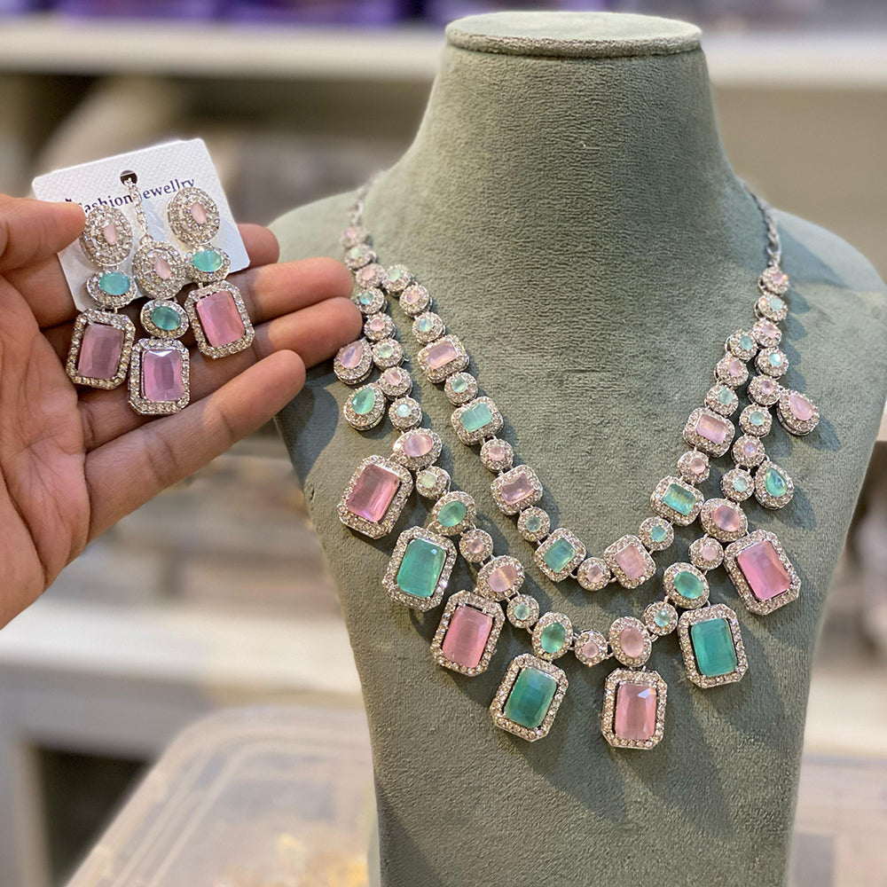 Hira Collections Crystal Stone Necklace Set