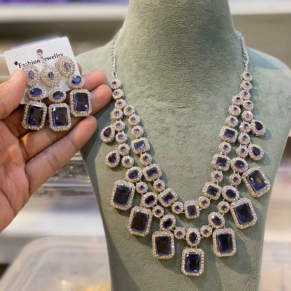 Hira Collections Crystal Stone Necklace Set