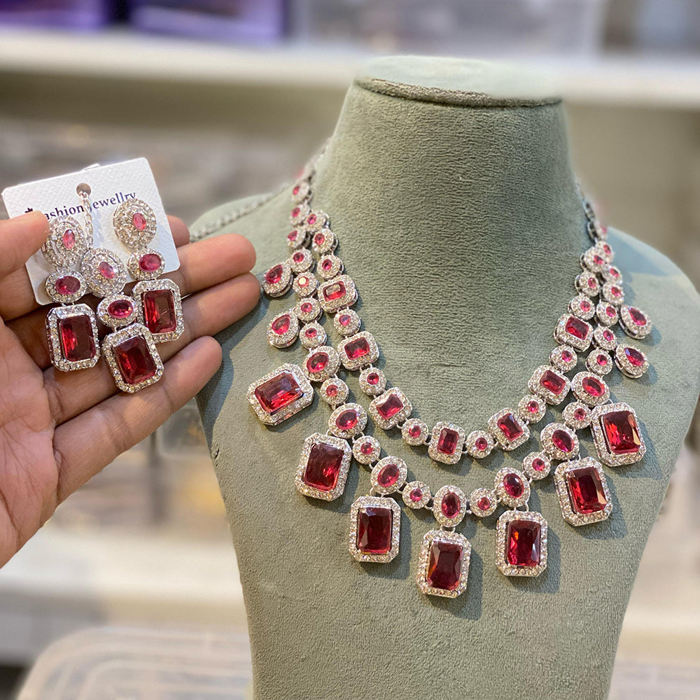 Hira Collections Crystal Stone Necklace Set