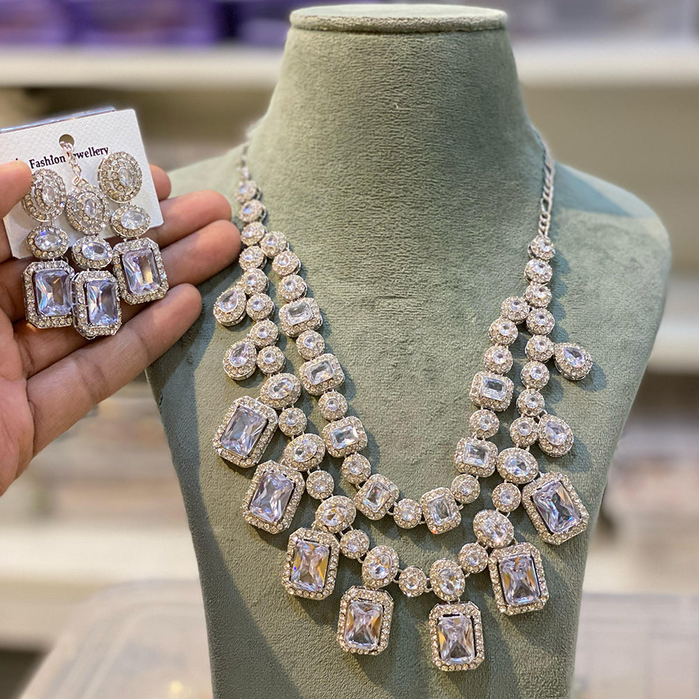 Hira Collections Crystal Stone Necklace Set