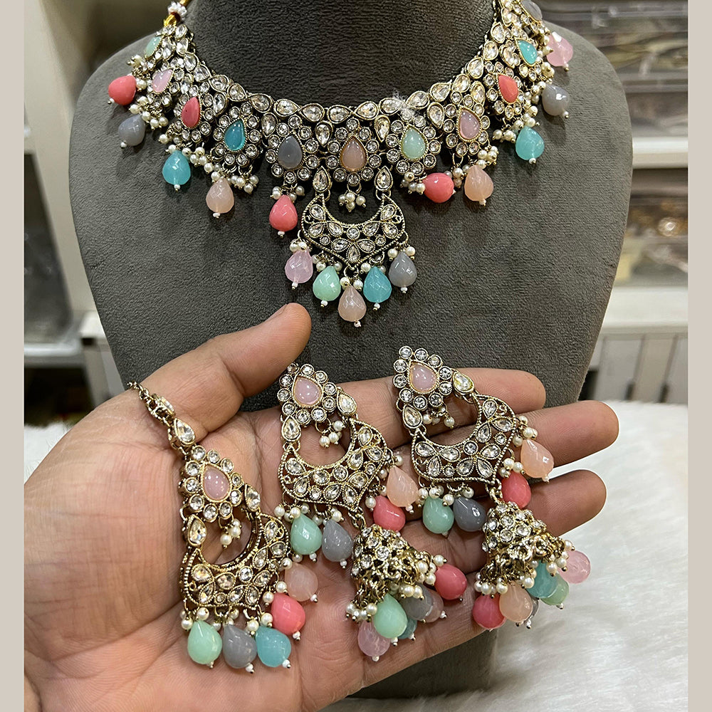 Hira Collections Crystal Stone And Beads Necklace Set