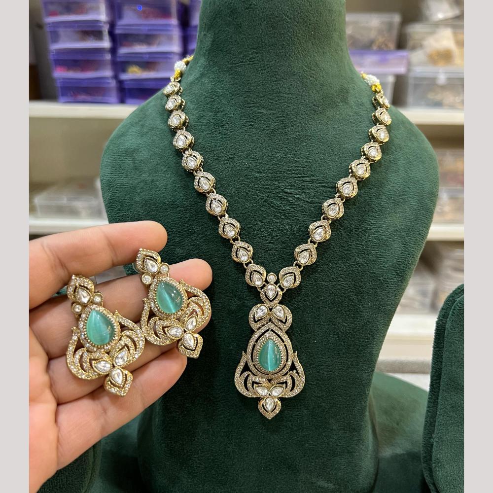 Hira Collections Gold Plated Crystal Stone Necklace Set