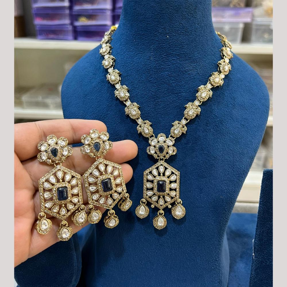 Hira Collections Gold Plated Crystal Stone Necklace Set