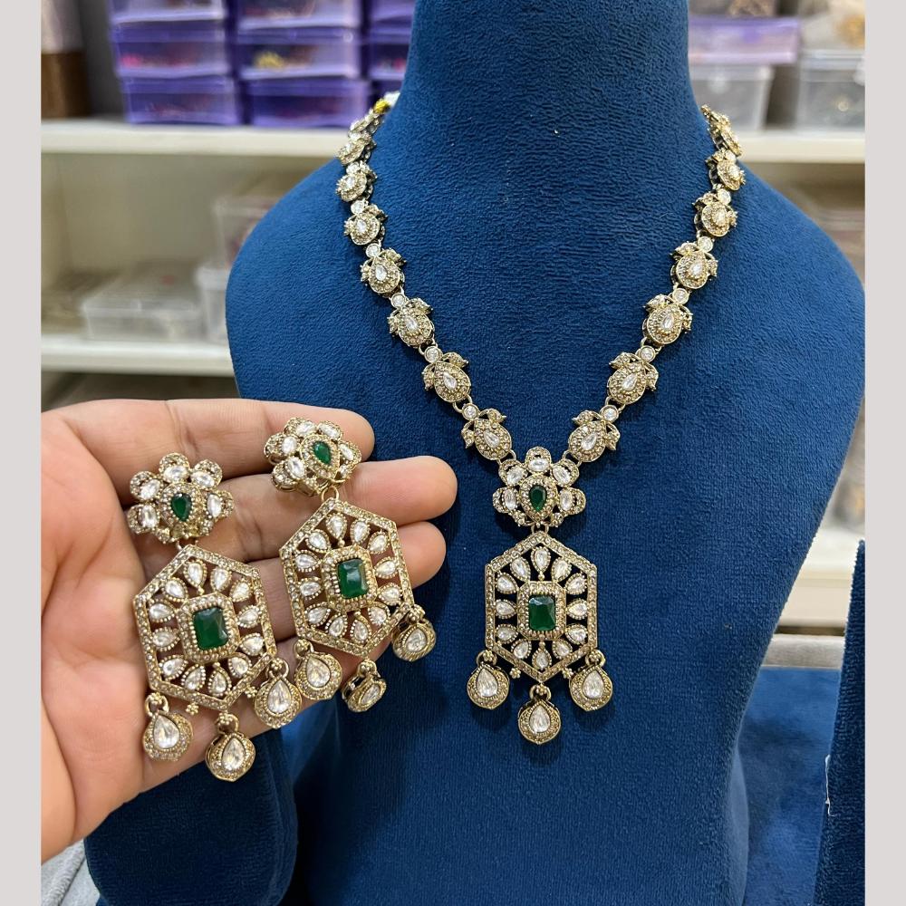 Hira Collections Gold Plated Crystal Stone Necklace Set