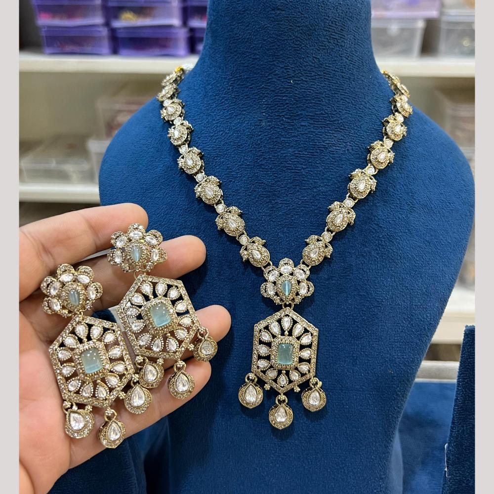 Hira Collections Gold Plated Crystal Stone Necklace Set