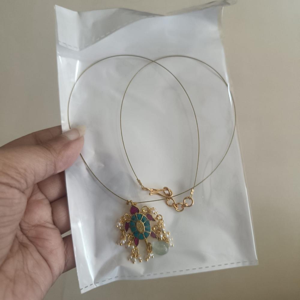 Hira Collection Gold Plated Kundan Stone And Pearl Invisible Necklace Set