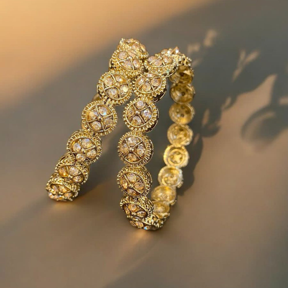 Hira Collections Gold Plated Austrian Stone Bangles Set